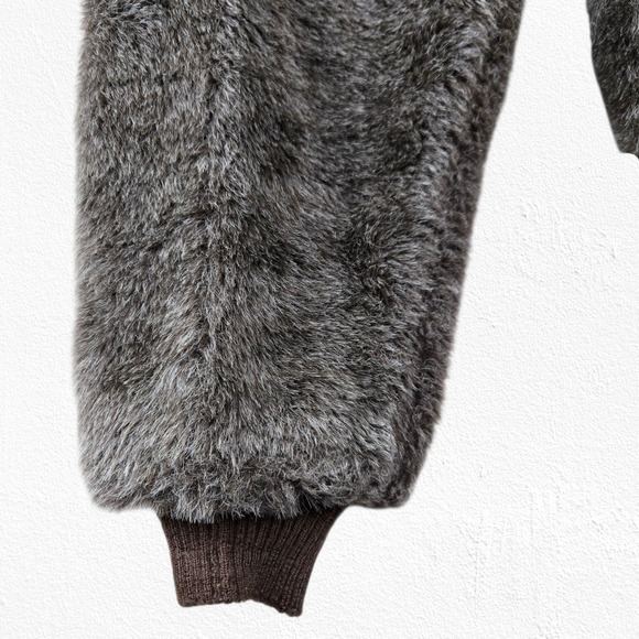 Vintage 70s Master-Jac Brown Faux Fur Bomber Jacket Quilted Lining Size Large - Picture 9 of 11